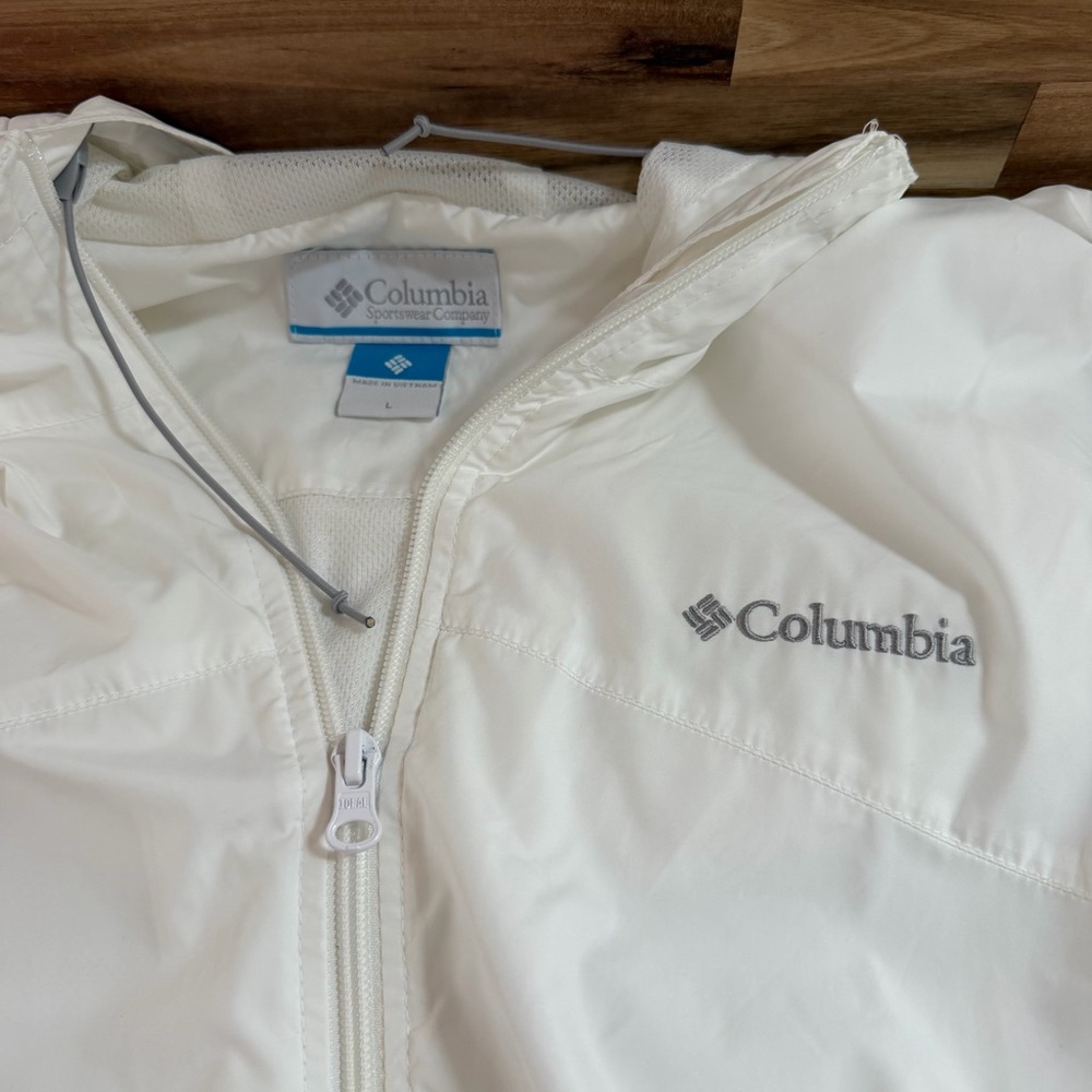 Columbia White Hooded Windbreaker Jacket - Picture 3 of 4